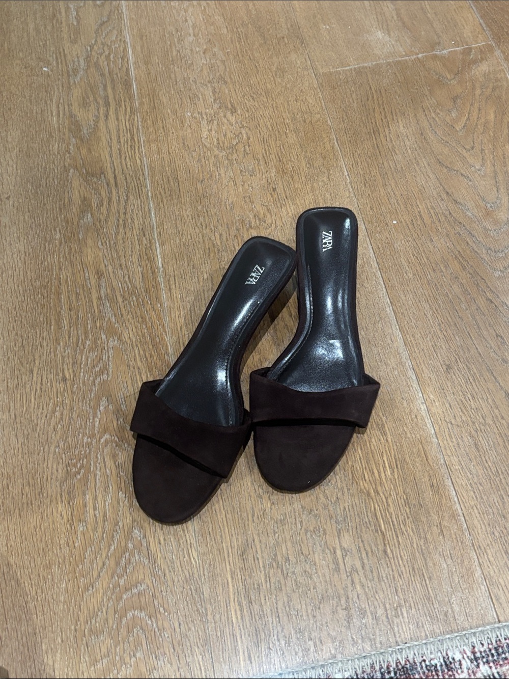 Zara Brown Suede Wedge Mules
